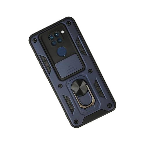Redmi Note 9 K�l�f Pars Lens Y�z�kl� Silikon - Lacivert