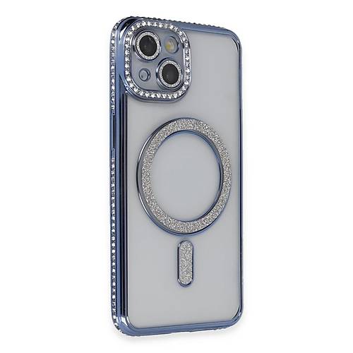 iPhone 13 K�l�f Joke Simli Magneticsafe K�l�f - Mavi