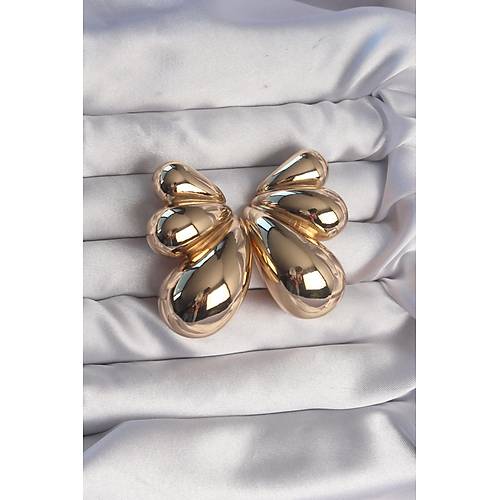 Pirin� Gold Renk �ri Bombeli Kelebek K�pe