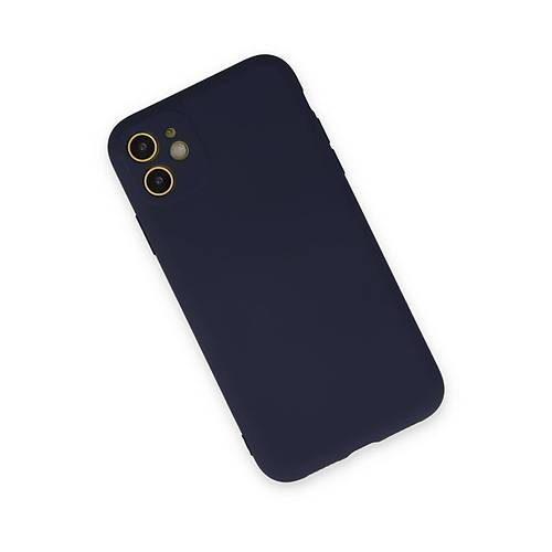 iPhone 11 K�l�f Nano i�i Kadife Silikon - Lacivert