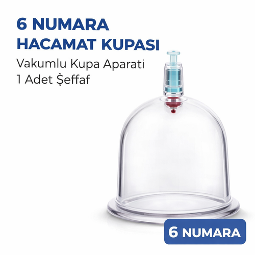 6 Numara Hacamat Kupas� 1 Adet Vakumlu Kupa Bardak Dayan�kl� Plastik Manuel Hacamat Kab�