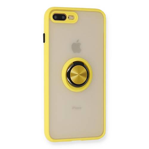 iPhone 7 Plus K�l�f Montreal Y�z�kl� Silikon Kapak - Sar�