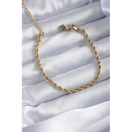 316L �elik Gold Renk Burgu Zincir Model Kad�n Bileklik