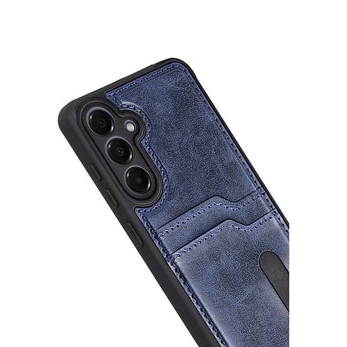 Galaxy A17 5G Sara Kartvizitli Deri K�l�f - Lacivert