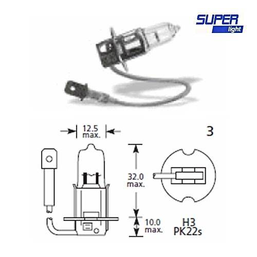 Super Light H3 Halojen Far Amp�l� 12 Volt 60-55 Watt
