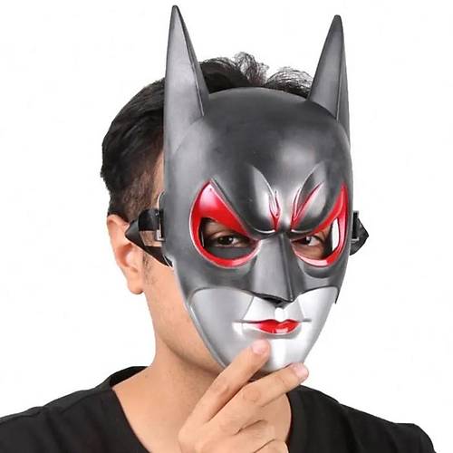 K�rm�z� G�zl� Siyah Batman Maske - Lastikli Batgirl Maskesi 28x17 cm
