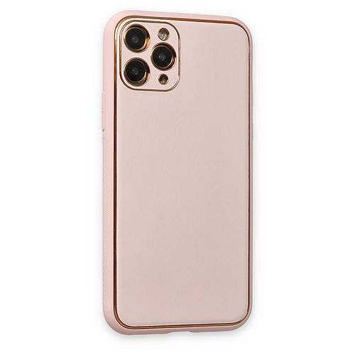 iPhone 11 Pro Max K�l�f Coco Deri Silikon Kapak - Pudra