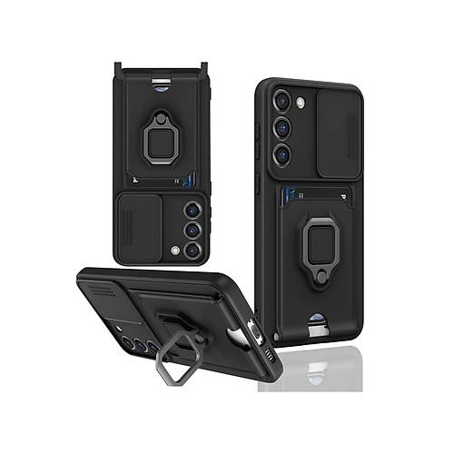 Galaxy S23 Plus K�l�f Zuma Kartvizitli Y�z�kl� Silikon - Siyah