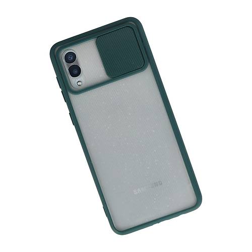 Galaxy A02 K�l�f Palm Buzlu Kamera S�rg�l� Silikon - Ye�il