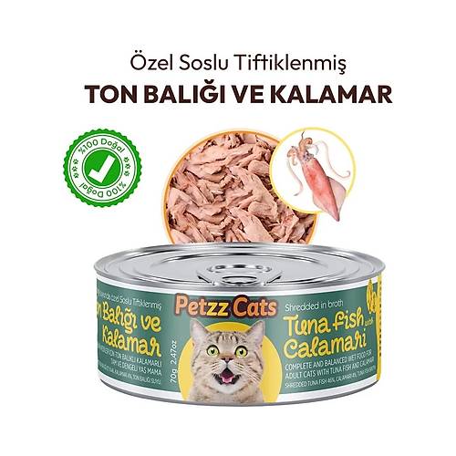 Petzzcats Ton Bal��� & Kalamar Konserve Kedi Mamas� 1 Adet 70 gr