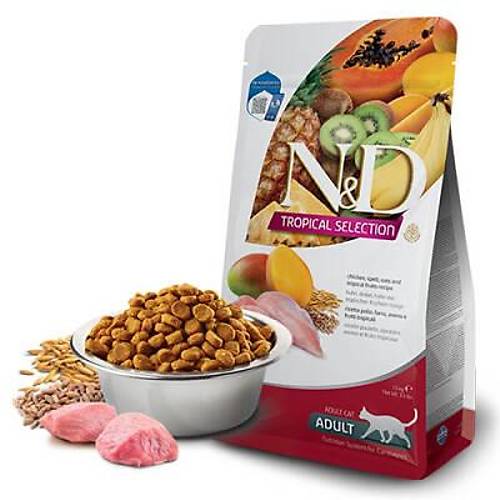 N&D Tropical Selection Tavuklu ve Tropikal Meyveli Yeti�kin Kedi Mamas� 1,5 Kg