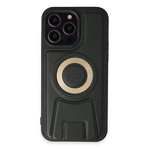 iPhone 14 Pro K�l�f Merk�r Magneticsafe Standl� Kapak - Koyu Ye�il