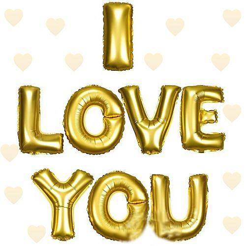 I Love You Folyo Balon Alt�n Renk 35 CM