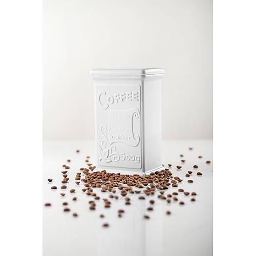 Akrilik Beyaz �eker Kahve �ay Kavanozu 500 Ml (Vakum Kapak )