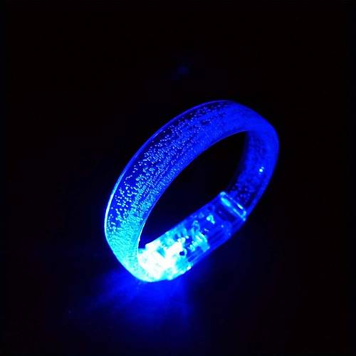 Mavi Led I��kl� Bask� Yap�labilen Pilli Bileklik Bilezik 1,5 cm Geni�lik