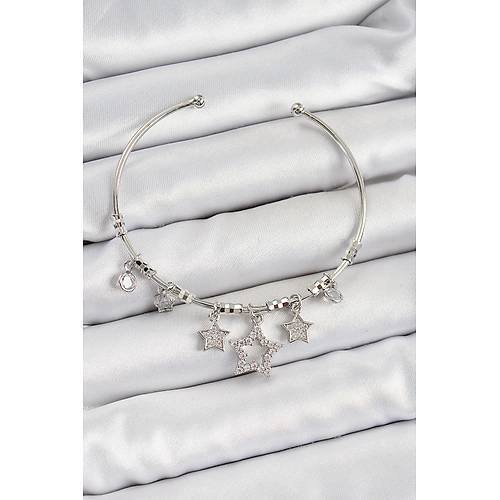 Pirin� Zirkon Ta�l� Y�ld�z Model G�m�� Renk Charm Bileklik
