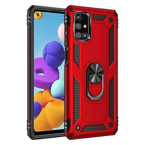 Galaxy M51 K�l�f Sofya Y�z�kl� Silikon Kapak - K�rm�z�