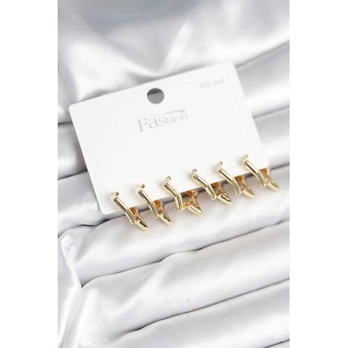 Y�ld�z Model Gold Renk 925 Ayar G�m�� �ivili Kad�n K�pe Seti