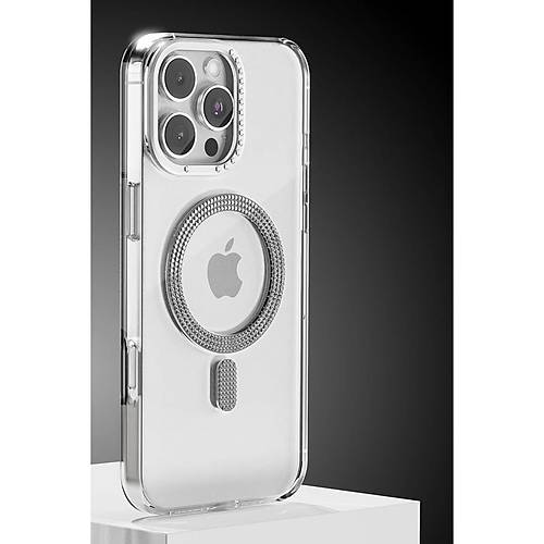 iPhone 16 Pro Max Tash Diamond Magsafe Kapak - Beyaz