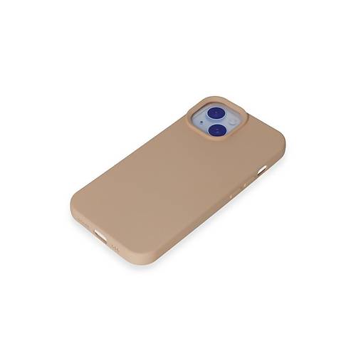 iPhone 15 K�l�f Nano i�i Kadife Silikon - Pudra