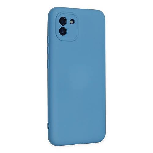 Galaxy A03 K�l�f Nano i�i Kadife Silikon - Mavi
