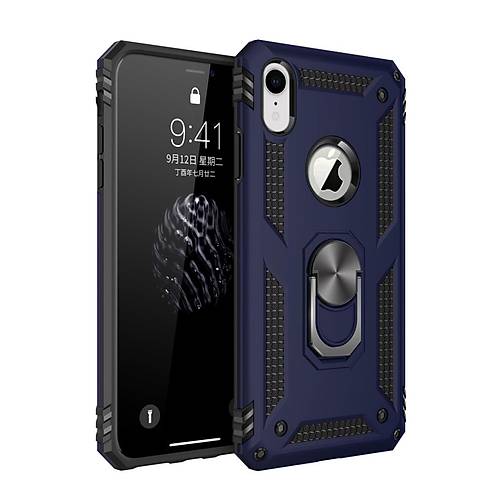iPhone XR K�l�f Sofya Y�z�kl� Silikon Kapak - Lacivert