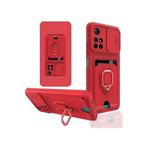 Redmi Note 11T K�l�f Zuma Kartvizitli Y�z�kl� Silikon - K�rm�z�