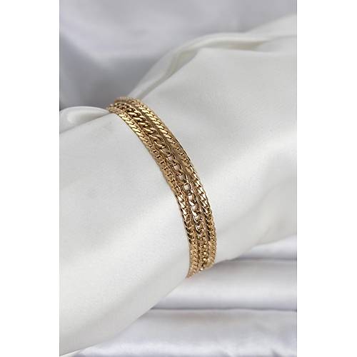316L �elik Gold Renk 3'l� Kad�n Bileklik