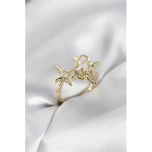 Gold Renk Kutup Y�ld�z� Model Zirkon Ta�l� Kad�n Y�z�k