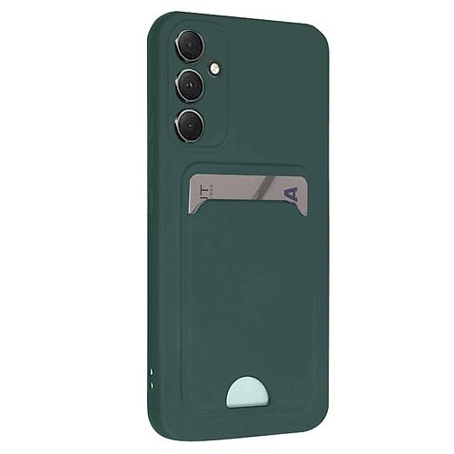 Galaxy A16 5G K�l�f Kelvin Kartvizitli Silikon - Koyu Ye�il