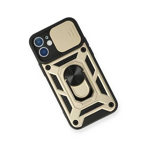 iPhone 12 K�l�f Pars Lens Y�z�kl� Silikon - Gold