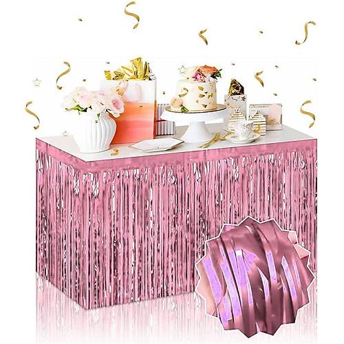 Kendinden Yap��kanl� Rose Gold Metalize P�sk�ll� Masa Ete�i � 75 x 275 cm Parti S�slemesi