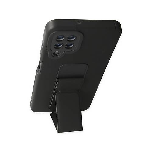 Galaxy A22 K�l�f Mega Standl� Silikon - Siyah