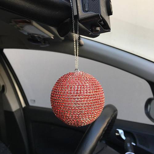 Kristal Ta�l� Disko Topu Dikiz Ayna S�s� B�y�k 8cm K�rm�z�