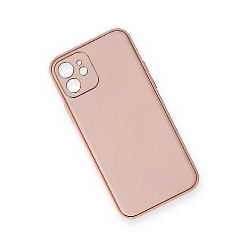 iPhone 12 K�l�f Coco Deri Silikon Kapak - Pembe