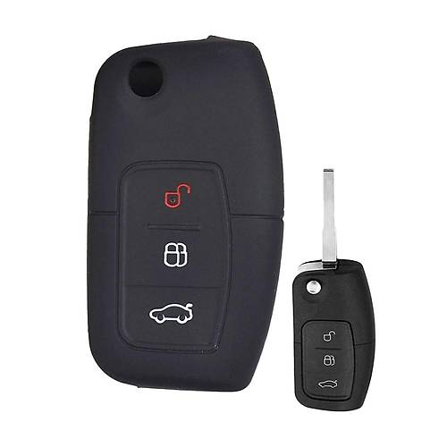 Ford Fiesta Focus Mondeo B-Max C-Max Sustal� Anahtar Uyumlu Silikon Oto Anahtar Kumanda Kab� K�l�f Siyah