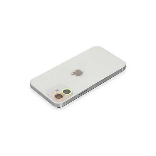 iPhone 12 Mini Renkli Kamera Lens Koruma Cam - Sar�-Turuncu