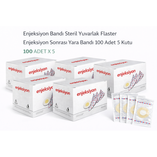 Enjeksiyon Band� Steril Yuvarlak Flaster Enjeksiyon Sonras� Yara Band� 100�l� 5 Kutu