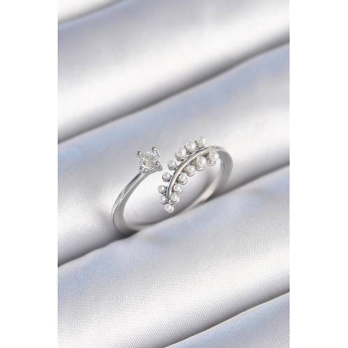 Pirin� G�m�� Renk Zirkon Ta�l� �ncili Yaprak Model Kad�n Y�z�k