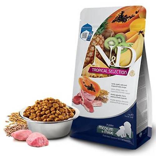 N&D Tropical Selection Kuzu Etli ve Tropikal Meyveli Orta ve B�y�k Irk Yavru K�pek Mamas� 10 Kg