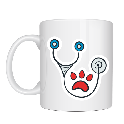 Veteriner Temal� Porselen Kupa MODEL 178 � Patili Stetoskop Tasar�ml� Kahve Kupas� � Veterinerlere ve Hayvan Severlere Hediye Kupa