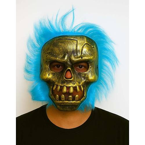 Wild Skull - Bak�r Kafatas� Turkuaz Sa�l� �skelet Maske