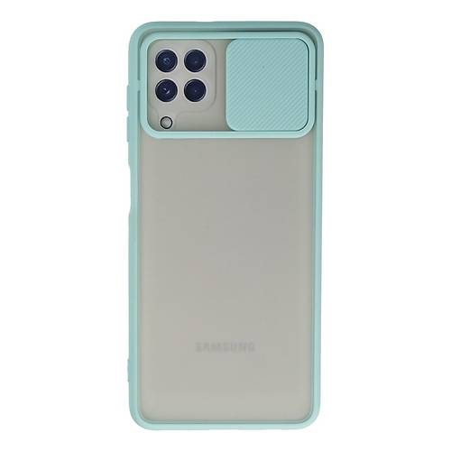 Galaxy A22 K�l�f Palm Buzlu Kamera S�rg�l� Silikon - Turkuaz