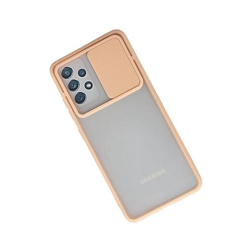 Galaxy A72 K�l�f Palm Buzlu Kamera S�rg�l� Silikon - Pembe