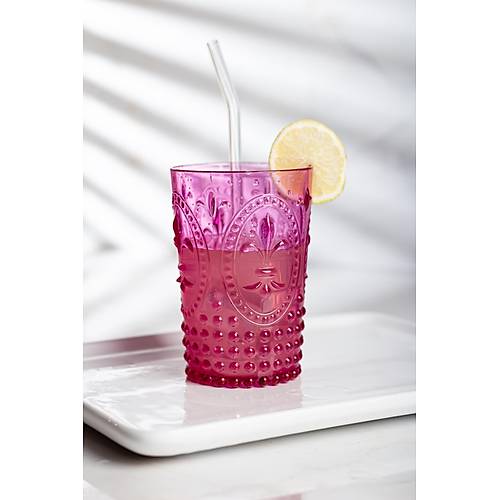 Akrilik Pembe 6'l� K�sa Bardak & Su Me�rubat Kahve Yan� Barda�� 400 ml ( Cam De�ildir )