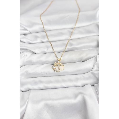 316L �elik Zincir Gold Renk Deniz Tema Model Zirkon Ta�l� Kad�n Kolye