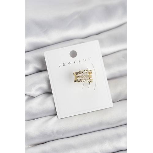Gold Renk Zirkon Ta�l� Pirin� K�k�rdak Earcuff K�pe