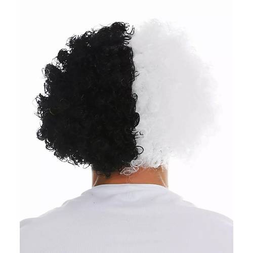 Siyah Beyaz K�v�rc�k Afro Bonus Peruk Taraftar Bonus Sa�
