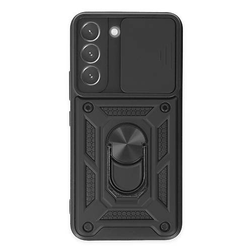 Galaxy S22 K�l�f Pars Lens Y�z�kl� Silikon - Siyah