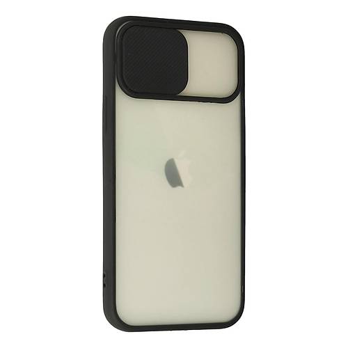 iPhone 12 K�l�f Palm Buzlu Kamera S�rg�l� Silikon - Siyah